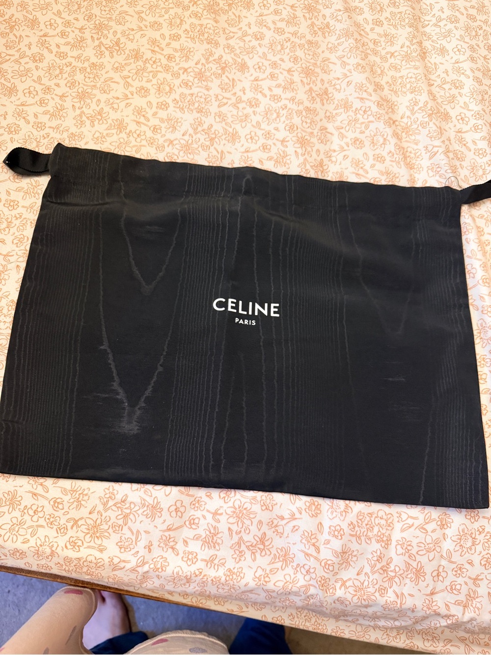 Celine Black Dust Bag with White Logo